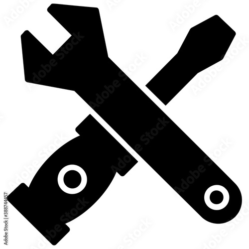 
Spanner and screwdriver making a cross showing technical support icon
