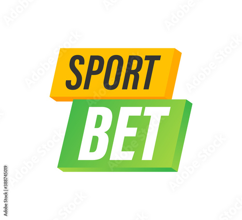 Sport bet. Flat web banner with red bet now on white background for mobile app design. Vector stock illustration.