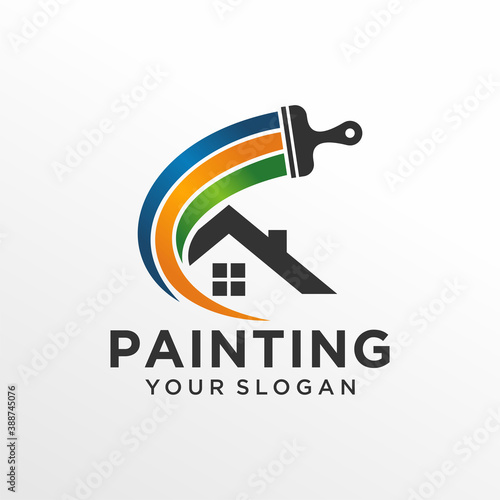 House painting logo design vector template
