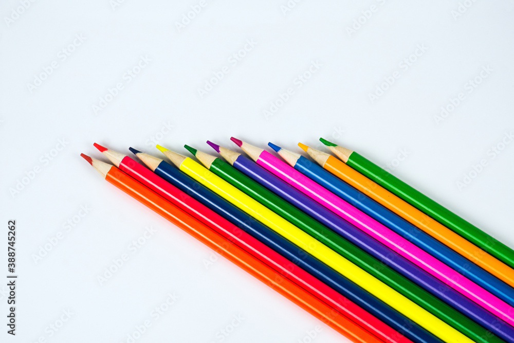 Colored Pencils on White background Colored Pencils on White background