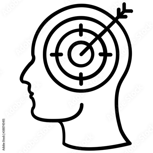 
Human avatar whose brain getting targeted, an icon for targeting 
