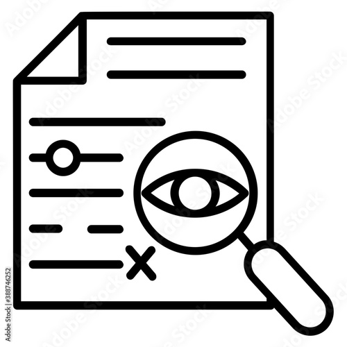 
Hand glass having an eye over a document denoting proofreading concept 
