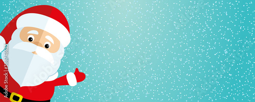 Christmas background with Santa Claus on a blue background with snowflakes. © Lenan