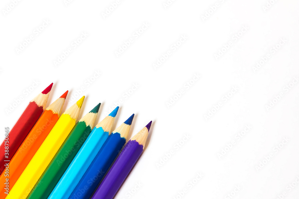 colored pencils on a white background