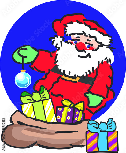 Santa Claus delivering gifts illustration