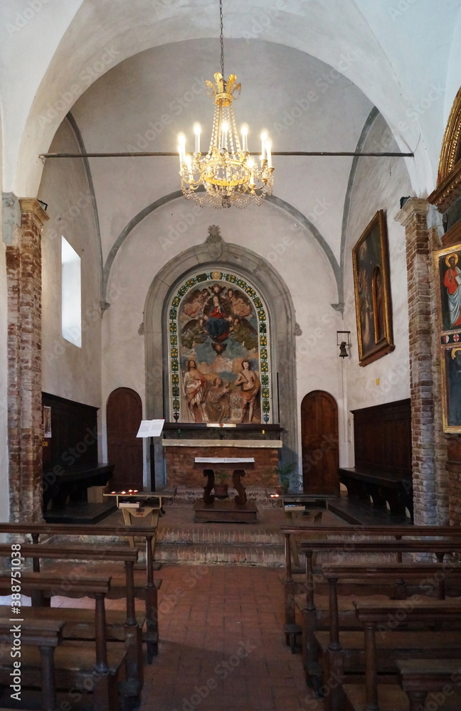 Interior of the oratory of Saint Anthony the abbot, Volterra, Tuscany, Italy