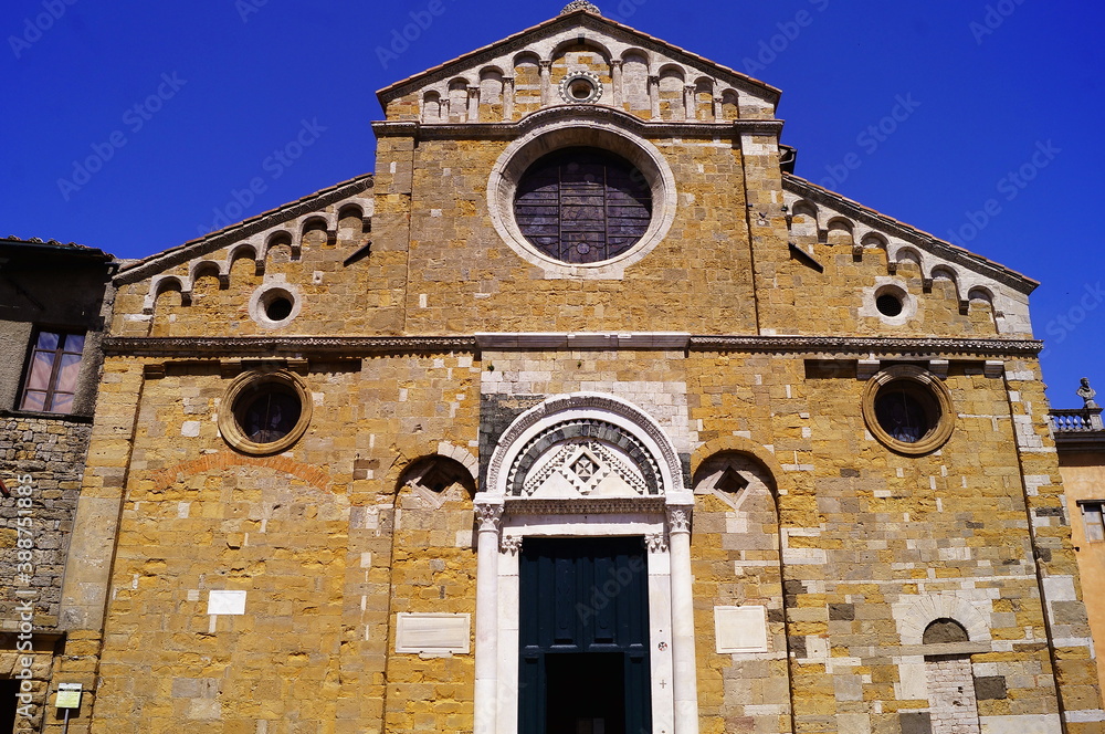 Facade of the Cathedral of the Assumption of Volterra, Tuscany, Italy