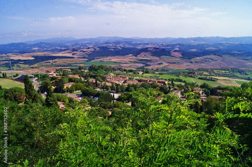 Panorama of the countryside around Volterra, Tuscany, Italy