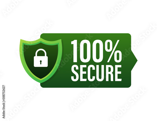100 Secure grunge vector icon. Badge or button for commerce website. Vector stock illustration.