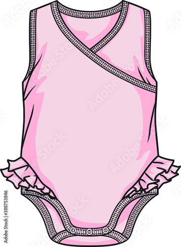 Baby Girl Bodysuit Flat Sketch Template