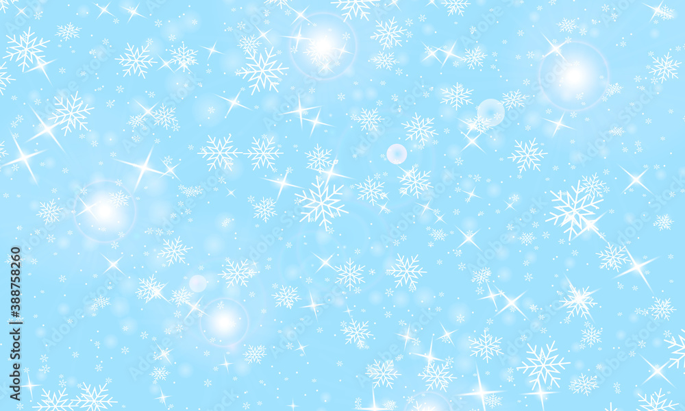 Snow background. Winter snowfall. White snowflakes on blue sky. Christmas background. Falling snow. Snow background. Winter snowfall. White snowflakes on blue sky. Christmas background. Falling snow.