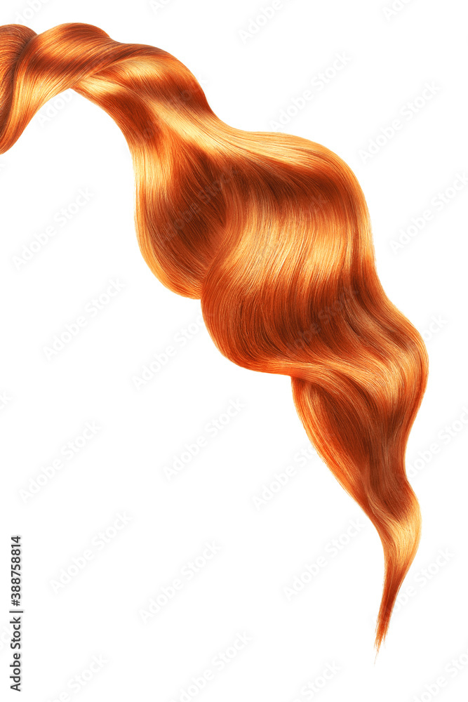 Red shiny hair on white background, isolated Red shiny hair on white background, isolated