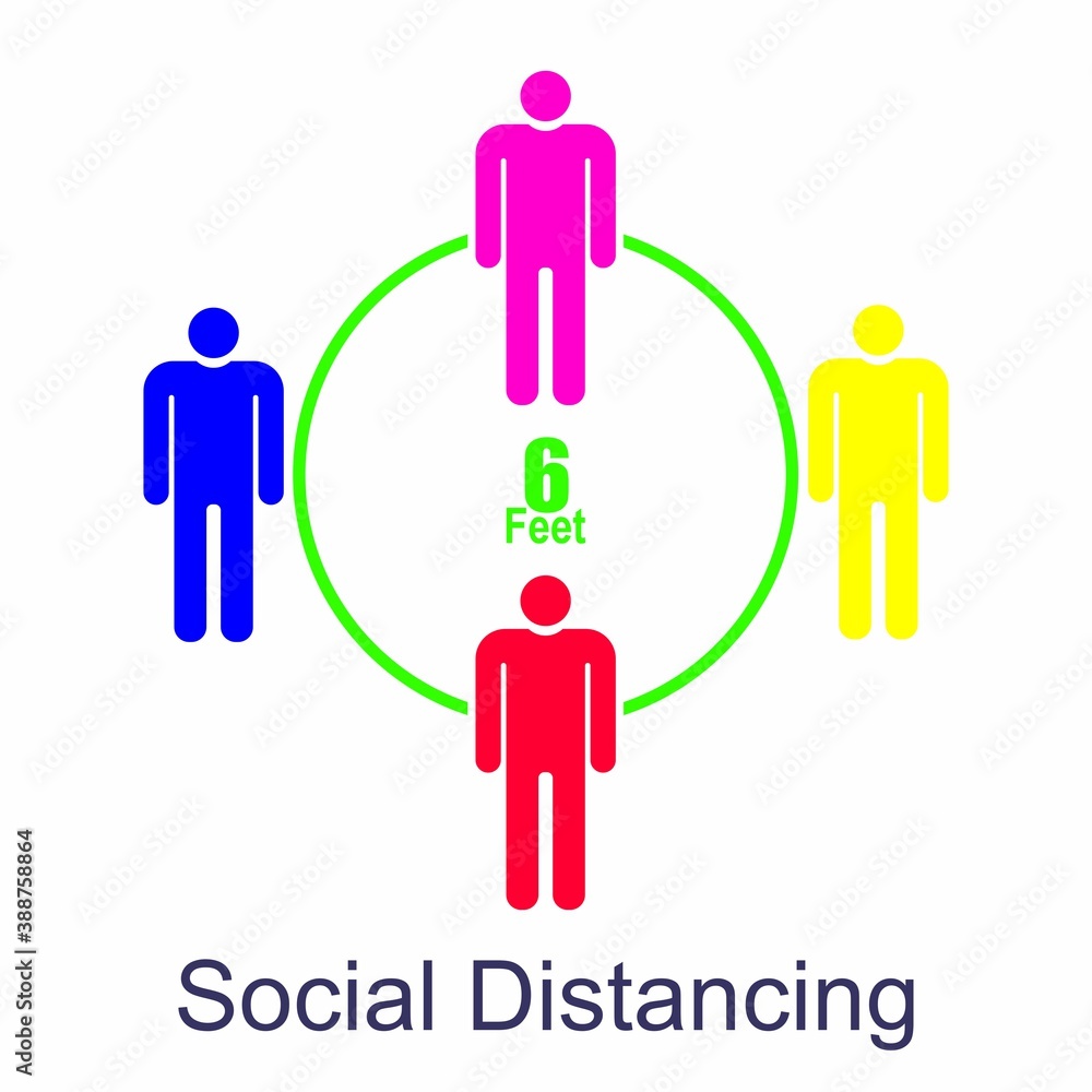 Keep Social Distancing. 6 FEET Social Distancing Illustration Prevent Coronavirus Keep Social Distancing. 6 FEET Social Distancing Illustration Prevent Coronavirus