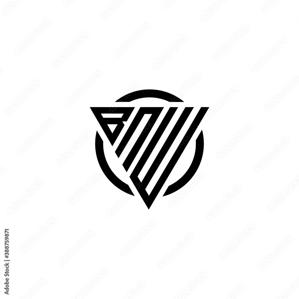 Initial letter BNW triangle monogram clean modern simple logo Initial letter BNW triangle monogram clean modern simple logo