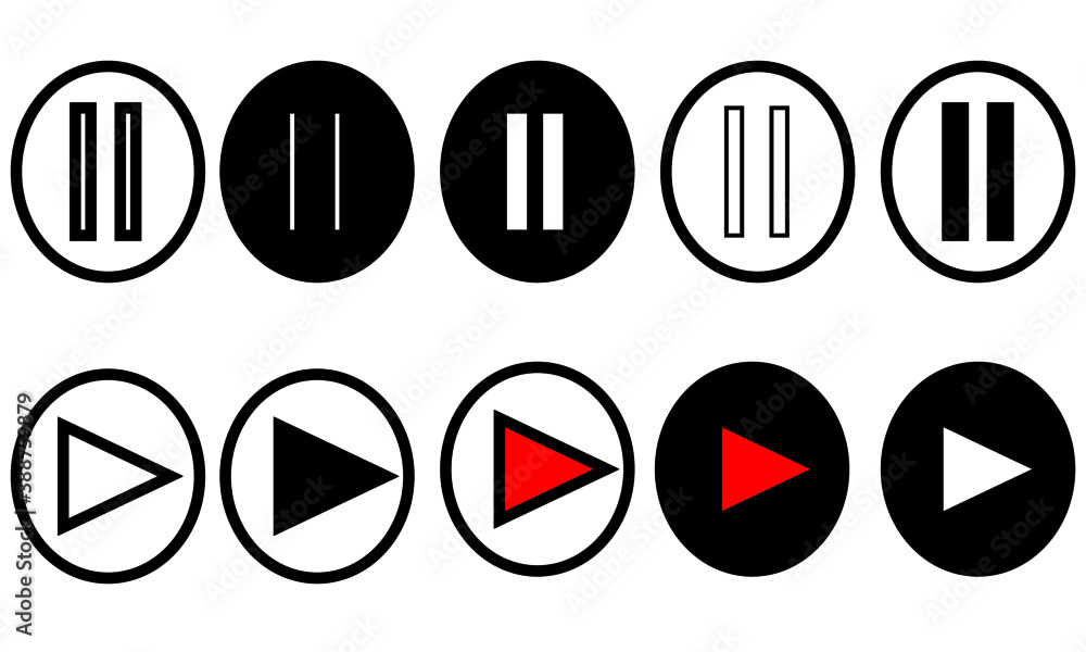 Play pause icons symbols illustration vectors Play pause icons symbols illustration vectors