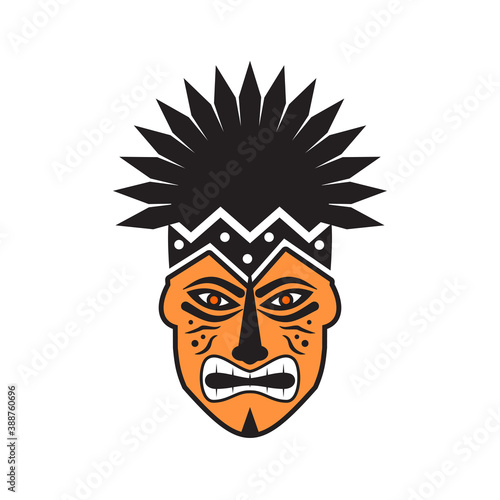 African traditional mask logo design template