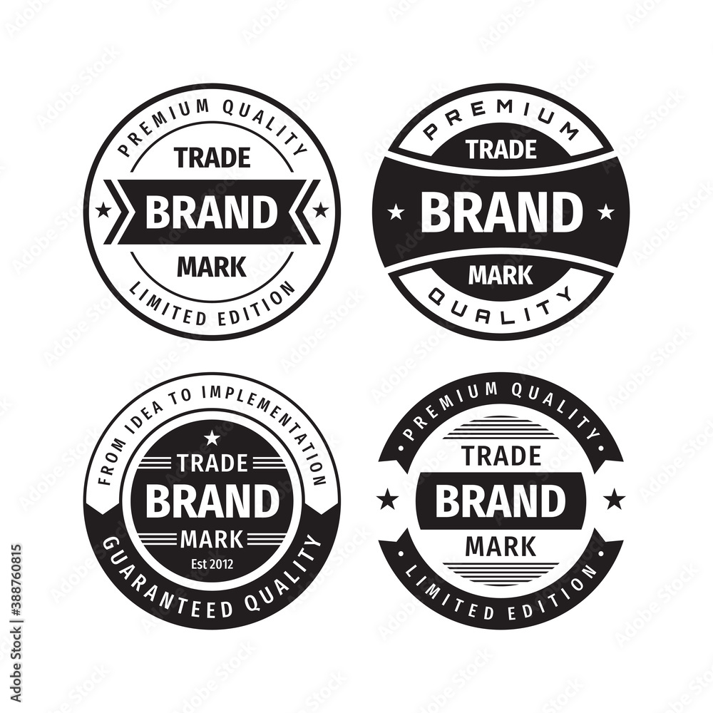 Brand badges set. Trade mark template logos design. Vintage retro emblem collection. Concept labels in black & white colors. Brand badges set. Trade mark template logos design. Vintage retro emblem collection. Concept labels in black & white colors.