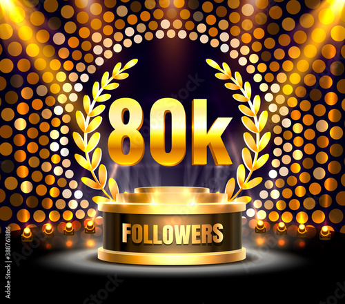 Thank you followers peoples, 80k online social group, happy banner celebrate, Vector