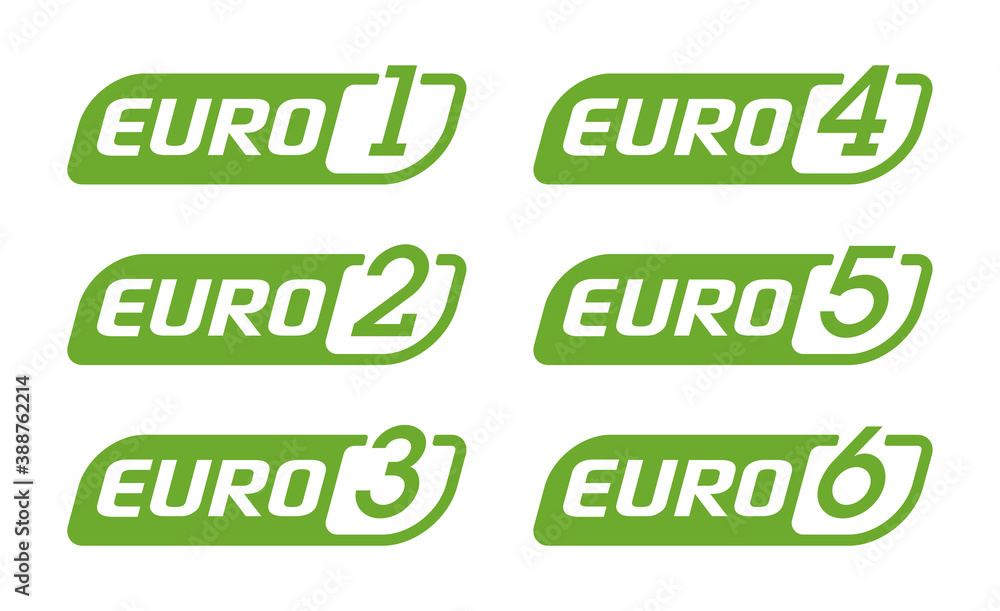 Vettoriale Stock European emission standards stickers set EURO 1, euro 2, 3, 4, 5 and 6 Vettoriale Stock European emission standards stickers set EURO 1, euro 2, 3, 4, 5 and 6