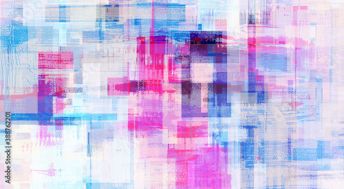 Vászonkép Pink mixed media contemporary painting, oil on canvas and computer graphic