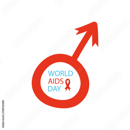 world aids day design with male gender symbol icon, flat style