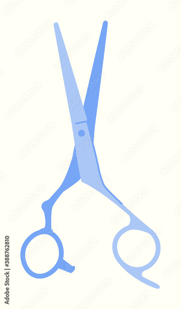 Opened hairdresser hairstyling scissor on white background Opened hairdresser hairstyling scissor on white background