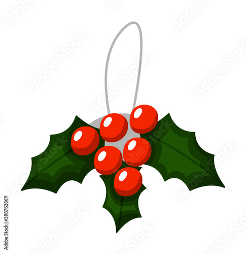 Christmas holly berry ornament isolated on white background