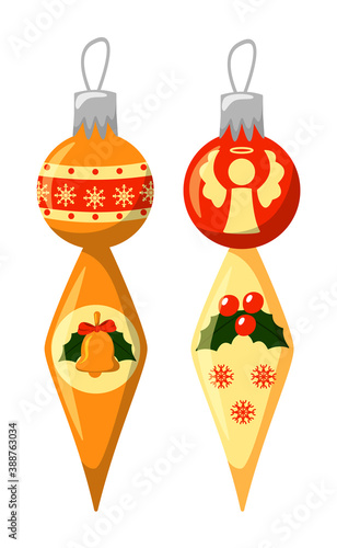 Christmas tree decoration kit isolated on white background