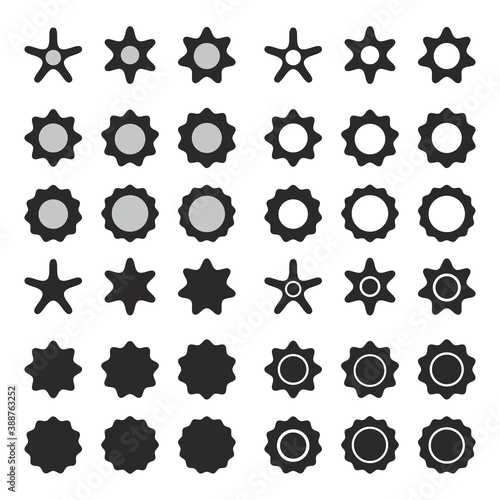 black and white icons set of mechanical flowers