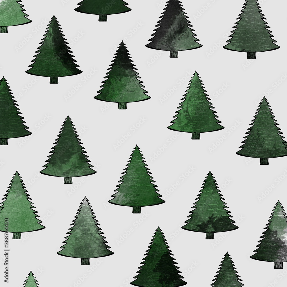 christmas trees seamless pattern