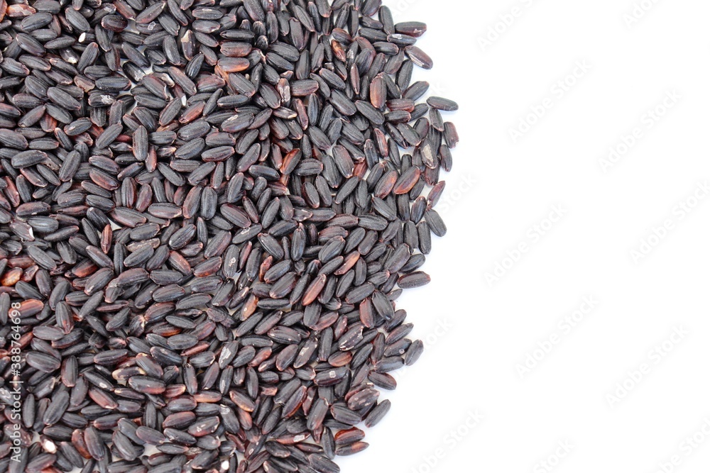 Black rice on white background. Black rice on white background.