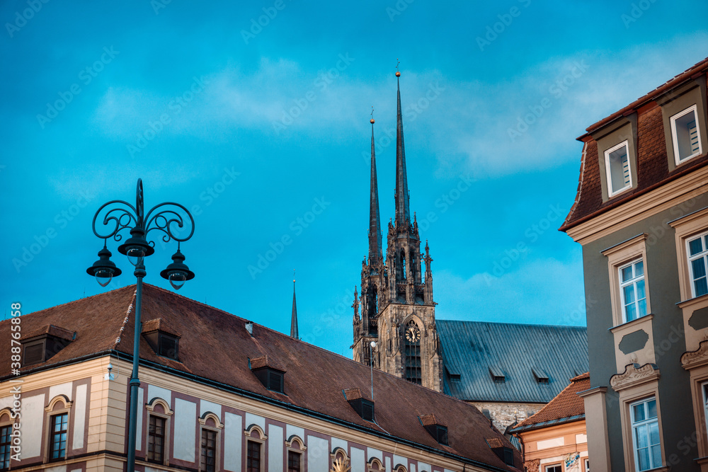 Street view of downtown in Brno, Czech Republic