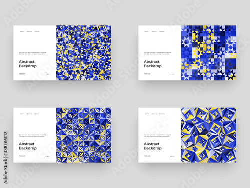 Set of backgrounds for web site. Pages design with abstract illustration. Hand drawn illustration. Textured backdrop. Eps10 vector.
