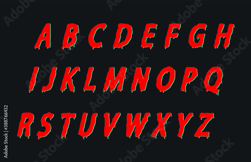 Bloody horror font. 10 eps design. Vector Halloween calligraphy title alphabet. Bleeding lettering alphabet for your design: calligraphy, logo, slogan