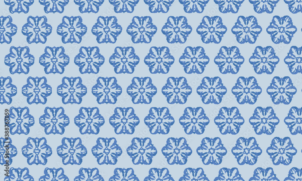 three petals overlap blue flower pattern.