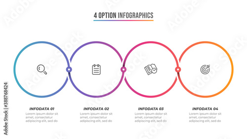 Modern 4 steps infographic template. Vector design with icons. Can be used for workflow diagram, info chart, web design.