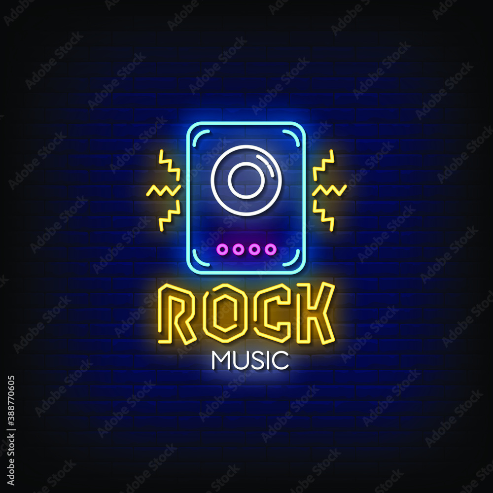 Rock Music Neon Signs Style Text Vector Rock Music Neon Signs Style Text Vector