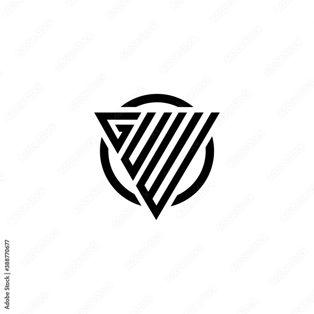 Initial letter GUW triangle monogram clean modern simple logo Initial letter GUW triangle monogram clean modern simple logo
