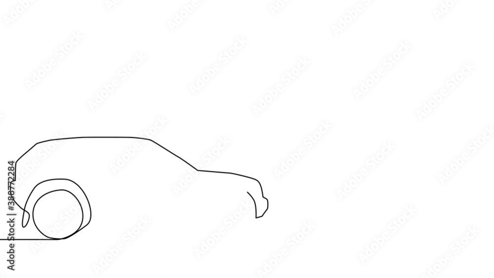 Self drawing simple animation of single continuous one line drawing of car Self drawing simple animation of single continuous one line drawing of car