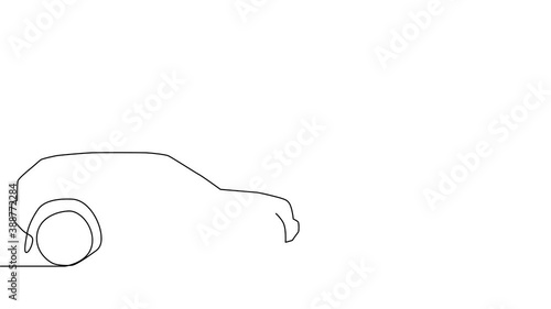 Self drawing simple animation of single continuous one line drawing of car