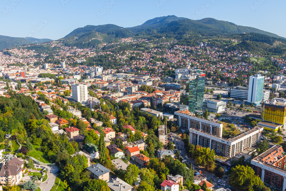 Panoramic view of the city of Sarajevo from the top of the top. Bosnia and Herzegovina