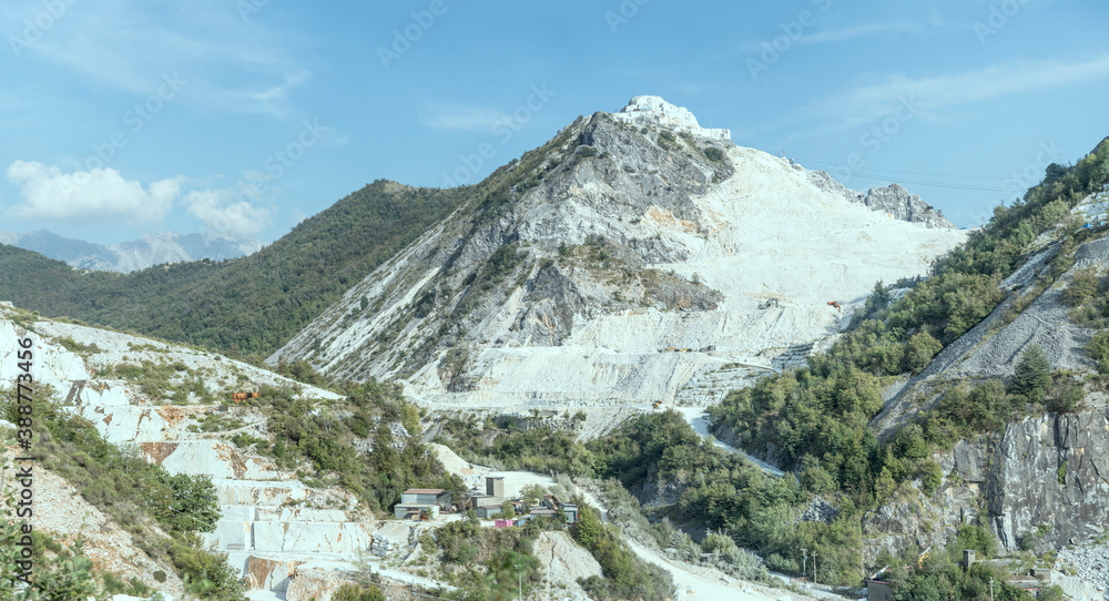 lanscape of Apuane valley with large quarry, Carrara, Italy
