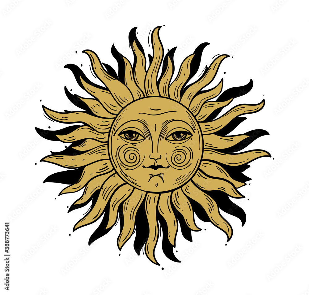Sun icon mandala tattoo Royalty Free Vector Image