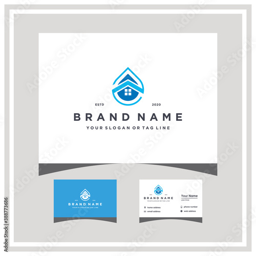 water home logo design and business card vector