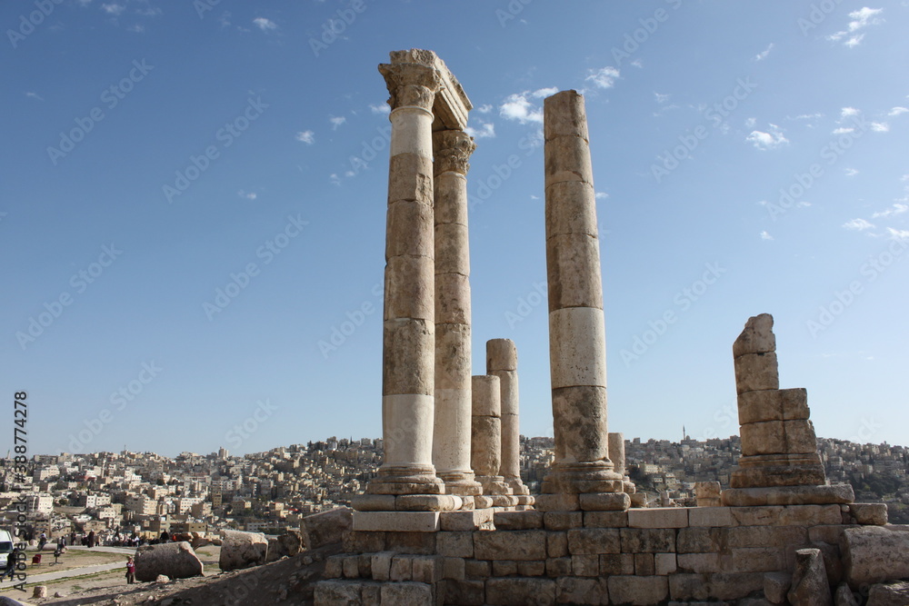 Fototapeta premium Exploring the desert landscapes around Wadi Rum, the Petra Archeological site and Amman in Jordan, Middle East
