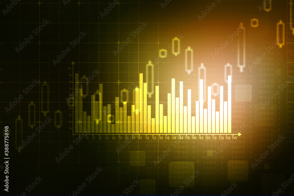 2d rendering Stock market online business concept. business Graph 