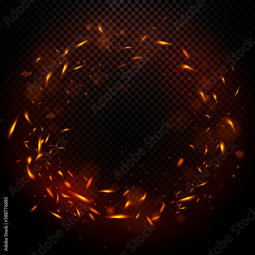 Vector Illustration Round Fire Ring. Circle With Sparks.