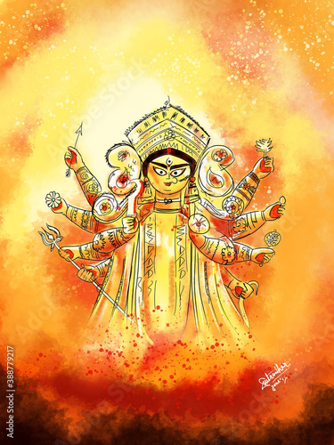 Photography Bagbazar Durga Puja Idol Illustration