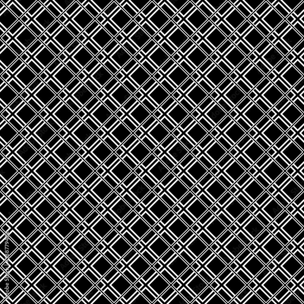Seamless surface pattern with diamond contours ornament. White rhombuses  outlines on black background. Grid motif. Grill wallpaper. Checkered image.  Digital paper, print. Rhomboid grille vector. Stock Vector | Adobe Stock