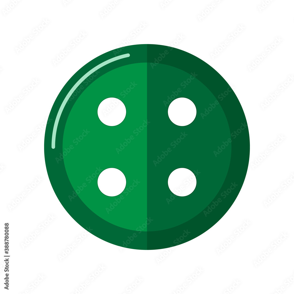 Sewing buttons on white background. Sew buttons for closure clothes round colors green in flat style. Sewing buttons on white background. Sew buttons for closure clothes round colors green in flat style.